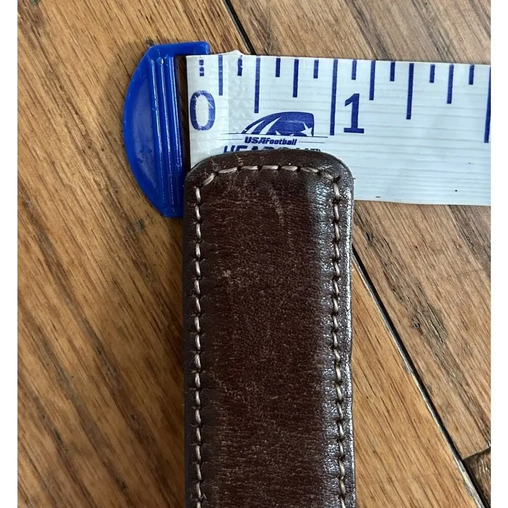 Torino Brown Full Grain Glove Leather Brass Buckle Italian Belt Men's Size 36